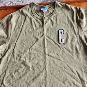 Champion Olive Crewneck with White 'C' Patch